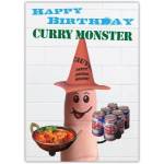 Happy Birthday Curry Monster Humorous Celebration Card with Personalised Option