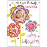 Personalised Our Little Flower Happy Birthday Photo Card for Girls