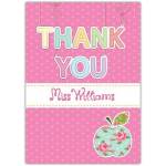 Personalised Pink Thank You Card with Floral Apple Design for Teachers and Friends