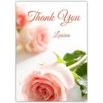 Personalised Thank You Card Pink Rose Floral Design with Custom Name Option