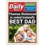Personalised Daily News Style Ireland's Best Dad Father's Day Card with Photo and Text