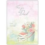 Personalised Dad Greeting Card with Books and Floral Bouquet Design