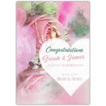 Personalised Pink Roses Engagement Congratulations Card with White Heart and Names