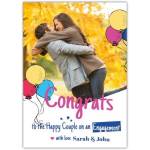 Personalised Engagement Congratulations Card with Photo and Colourful Balloons
