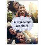 Personalised Two Photos Photo Gallery Card with Central Message Badge for Any Occasion