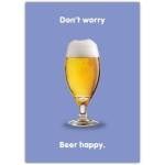Funny Beer Happy Greeting Card with Pint of Beer on Blue Background