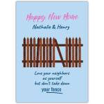 Happy New Home Personalised Wooden Fence Neighbourhood Greeting Card