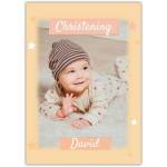 Personalised Christening Card with Orange Star Background and Photo Upload Option