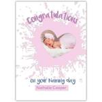 Congratulations New Baby Girl Naming Day Personalised Photo Frame Card