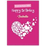 Happy Birthday Sister Pink Heart Made of Smaller Hearts Personalised Card