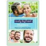 Personalised Happy Birthday Card for Boyfriend Custom Photo and Name Green Blue Design