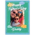 Personalised Happy Fathers Day Card with Green Cloud Design and Photo Upload for Daddy