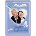 Personalised Happy 20th Anniversary Card with Purple Butterflies and Heart Photo Frame