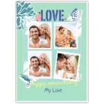Personalised Happy Anniversary Card with Butterfly and Photo Gallery Design in Green