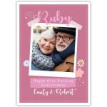 Personalised Ruby Anniversary Card with Pink Flowers and Photo Upload Option