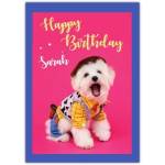 Personalised Happy Birthday Card Cute Cow Dog Costume for Girls
