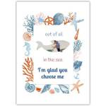 Personalised Nautical Anniversary Card with Sea Creatures and Photo Upload Option