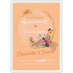 Golden 50th Wedding Anniversary Floral Frame Personalised Card