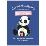 Congratulations New Grandson Baby Card with Blue Panda Design