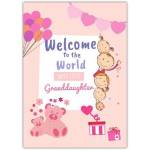 Welcome to the World Baby Girl Granddaughter Pink Banner Greeting Card