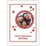 Personalised Chinese New Year Photo Greeting Card Red and White Floral Design
