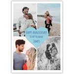 Personalised Blue Heart Photo Collage Anniversary Card for Husband