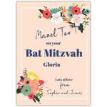 Personalised Bat Mitzvah Greeting Card with Floral Design and Mazel Tov Message