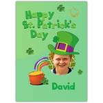 Personalised St Patrick's Day Photo Card with Pot of Gold and Leprechaun Hat Design