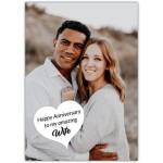 Personalised Anniversary Photo Upload Card with Heart Message for Wife