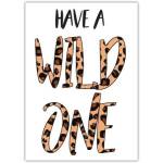 Wild One Birthday Hen Party Greeting Card with Leopard Print Design