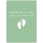 Congratulations New Baby Neutral Green Footprints Card Suitable for Boy or Girl