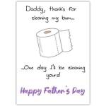 Funny Fathers Day Card Thanks for Cleaning My Bum Humorous Dad Appreciation