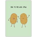 You're My Best Spud Funny Friendship Valentine Card with Cute Potato Characters