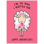 Happy Anniversary Funny Wedding Sheep Pink Ewe Greeting Card
