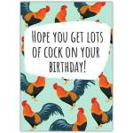 Rude Humorous Birthday Card with Rooster Design and Funny Message