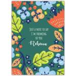 Thinking of You Personalised Floral and Leafy Greeting Card with Custom Name