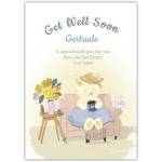 Get Well Soon Personalised Bear with Blanket and Tissues Comfort Card