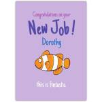 Personalised Congratulations New Job Card with Fish Pun on Purple Background