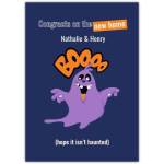 Personalised New Home Congratulations Card with Cute Haunted Ghost Design