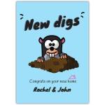 New Home Congratulations Card Blue Mole New Digs Personalised Housewarming Greeting Card