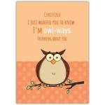 Personalised Thinking of You Card with Cute Owl on Branch Design