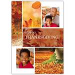 Personalised Autumn Family Photo Thanksgiving Greeting Card with Leaves and Pumpkins