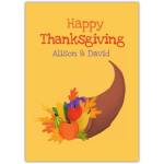 Personalised Happy Thanksgiving Card with Harvest Cornucopia Design for Fall Celebration