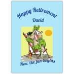Funny Retirement Greeting Card with Relaxing Crocodile on Beach Personalised Name Option