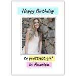 Personalised Happy Birthday Pretty Girl Photo Upload Card