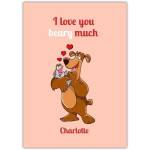 Personalised Valentines I Love You Beary Much Pun Greeting Card