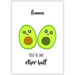 Personalised Funny Valentines Card Youre My Other Half Avocado Pun Design
