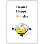 Personalised Funny Birthday Bee Pun Card with Cartoon Bee Design