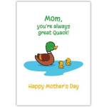 Funny Mothers Day Card with Cartoon Duck and Ducklings Quack Mom Humour