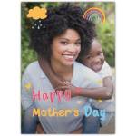 Personalised Mothers Day Photo Upload Greeting Card with Colourful Doodle Design